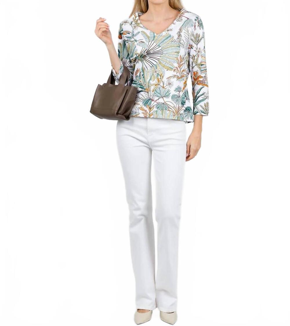 NEW HINSON WU renee three quarter sleeve knit top in amazonian print